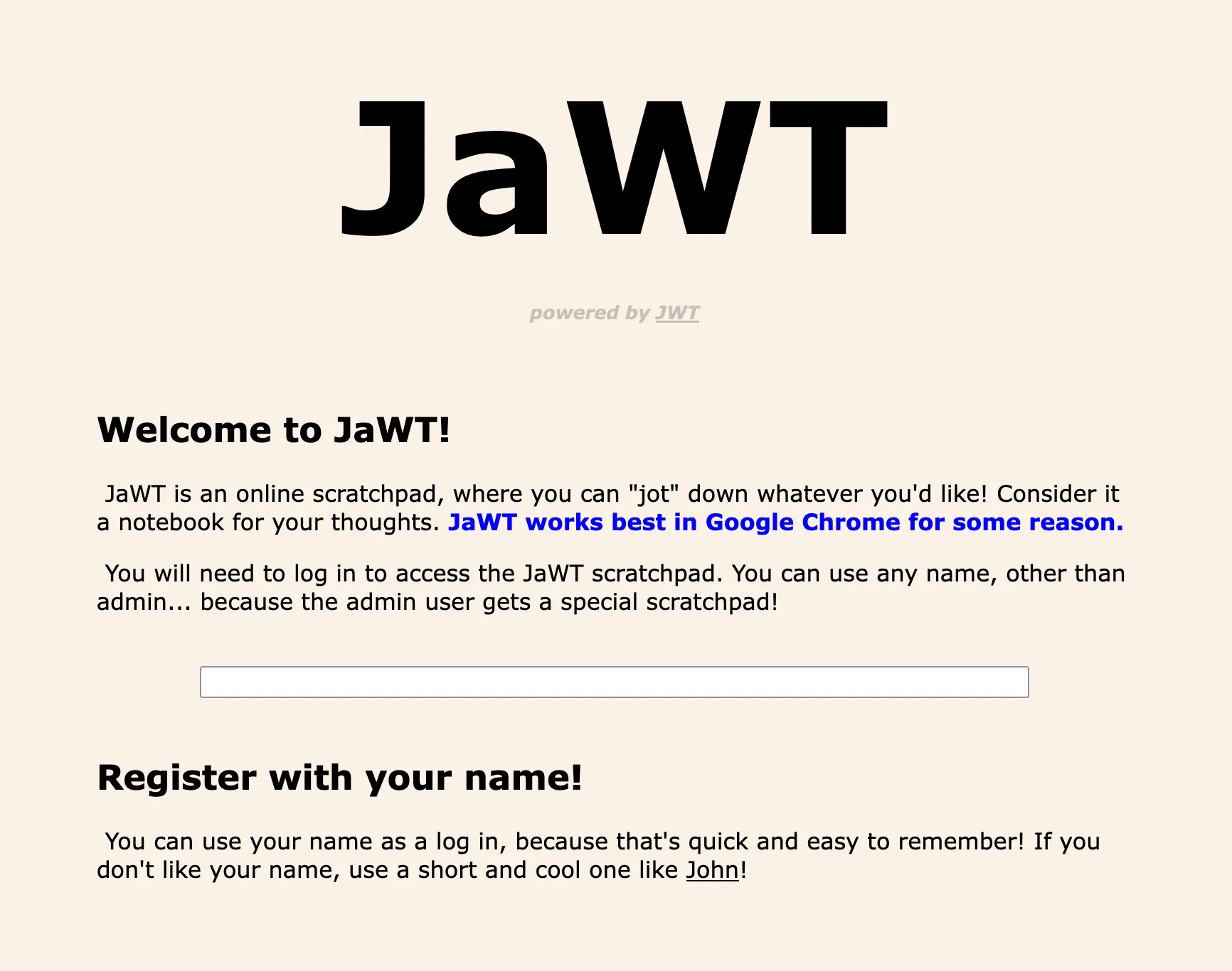 JaWT Scratchpad