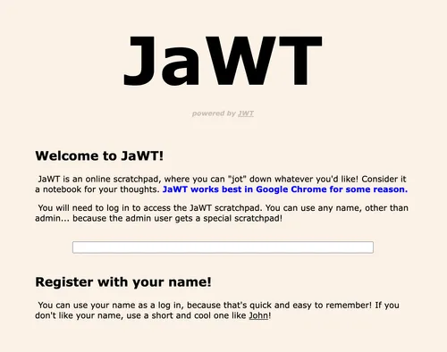 JaWT Scratchpad